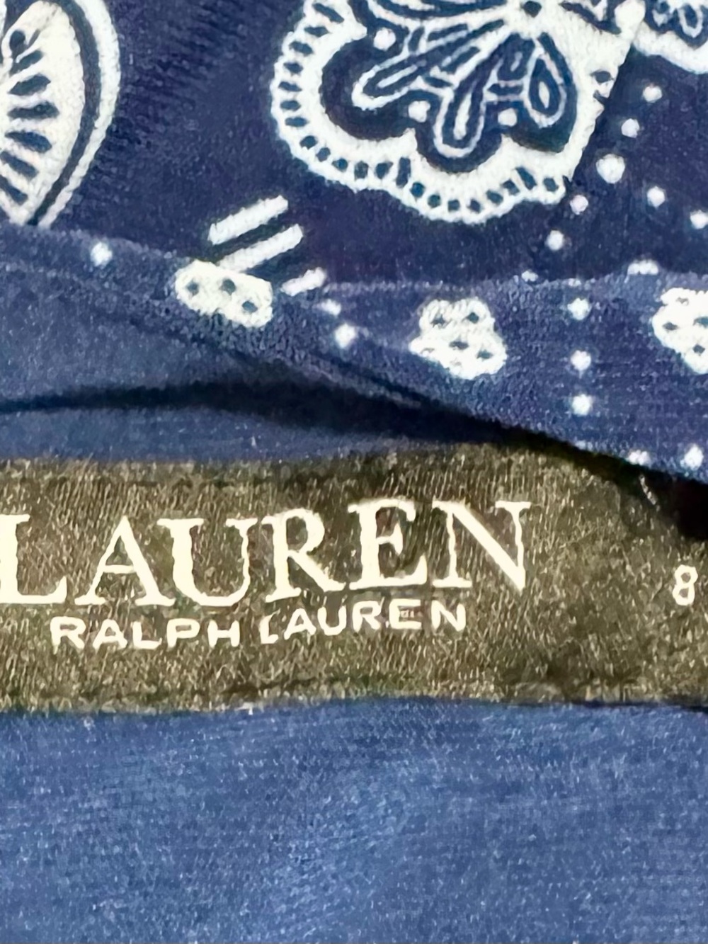 Lauren Ralph Lauren Bandana Patchwork Maxi Dress Blue Size 8 - Picture 5 of 8